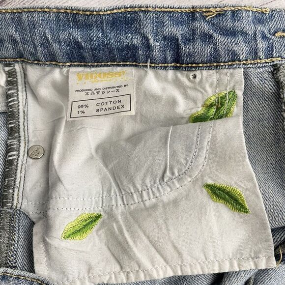 VIGOSS Jeans Blue Denim Distressed Embroidered Flower Patch Juniors size‎ 11 - Picture 10 of 10